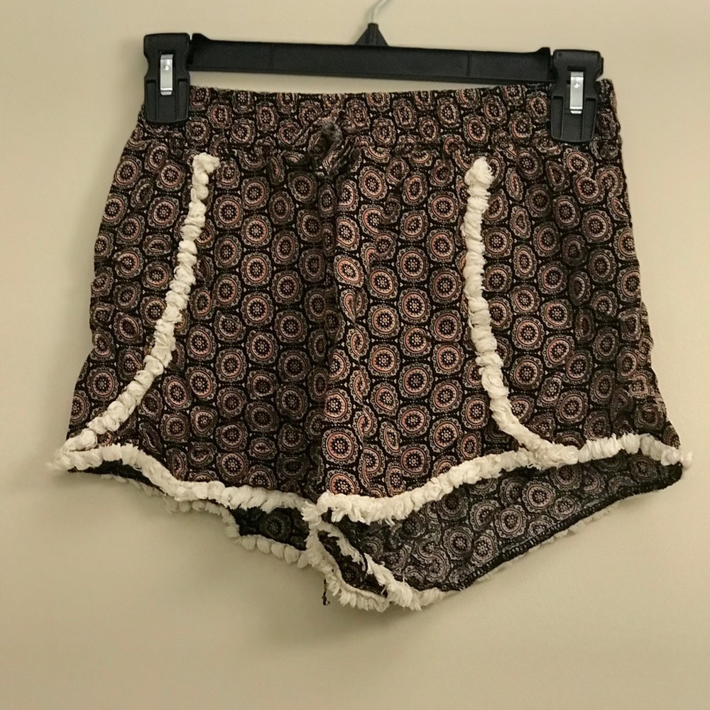 Black Patterned Shorts